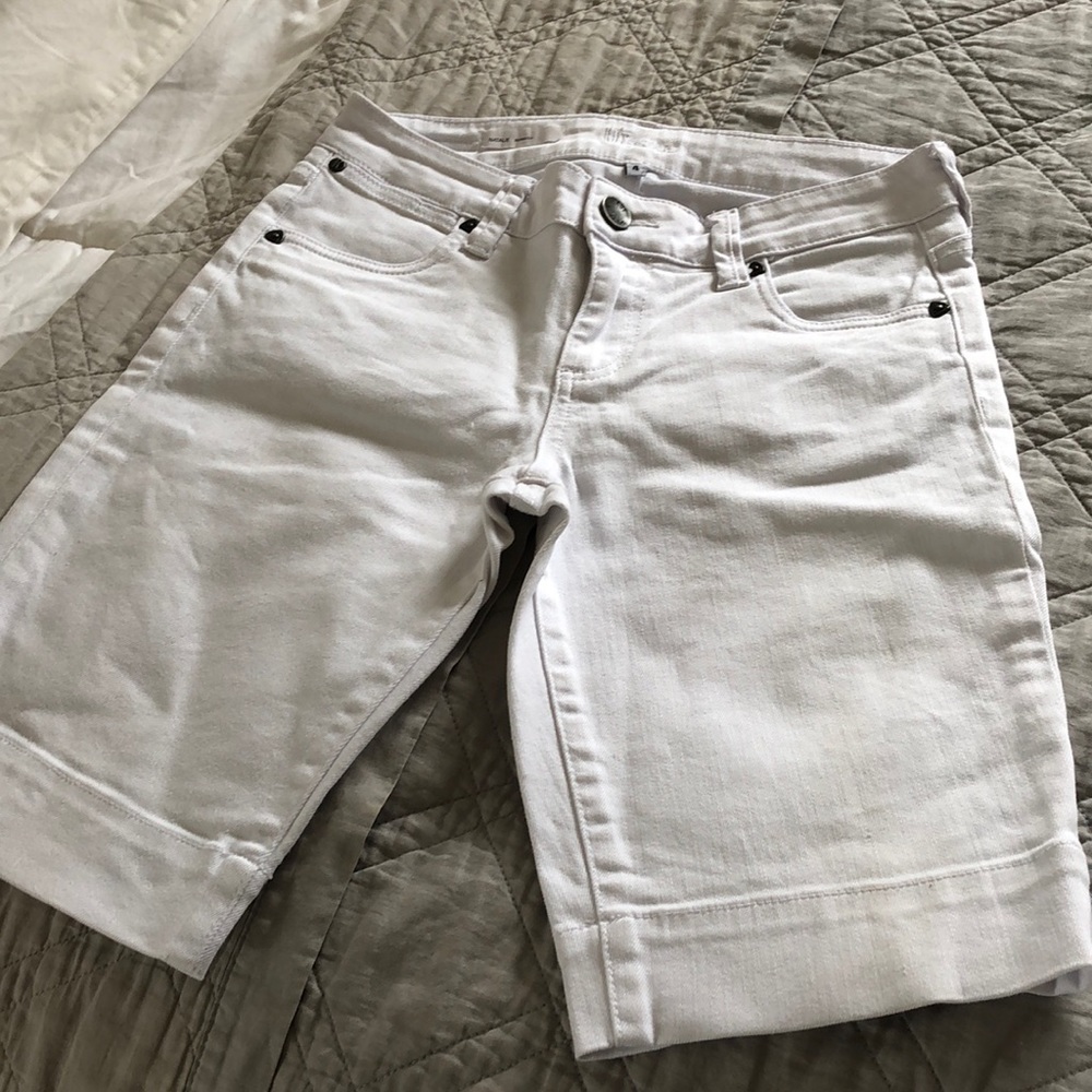 White denim shorts long